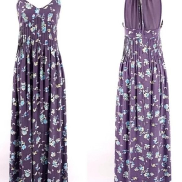 LC LAUREN CONRAD MISSES SIZE 12 BLUE FLORAL COACHELLA SUNRISE MAXI DRESS - Picture 1 of 9